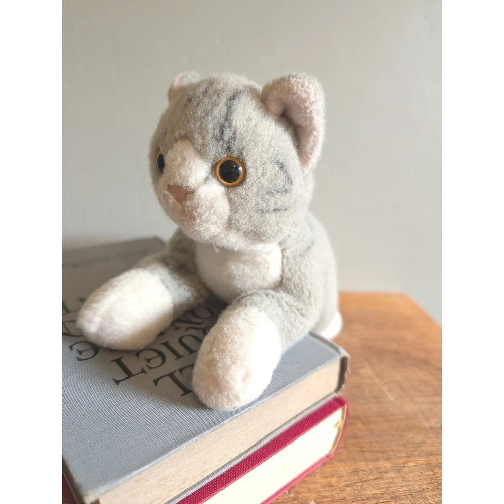 Bearington Grey Tabby Cat Plush Stuffed Animal White Paws 10 Inch Small Kitty